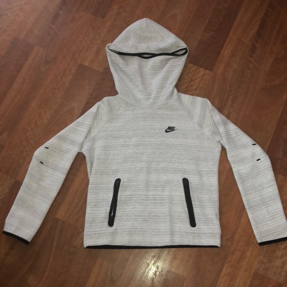 Nike Tops - Nike Hooded White and Grey Sweatshirt